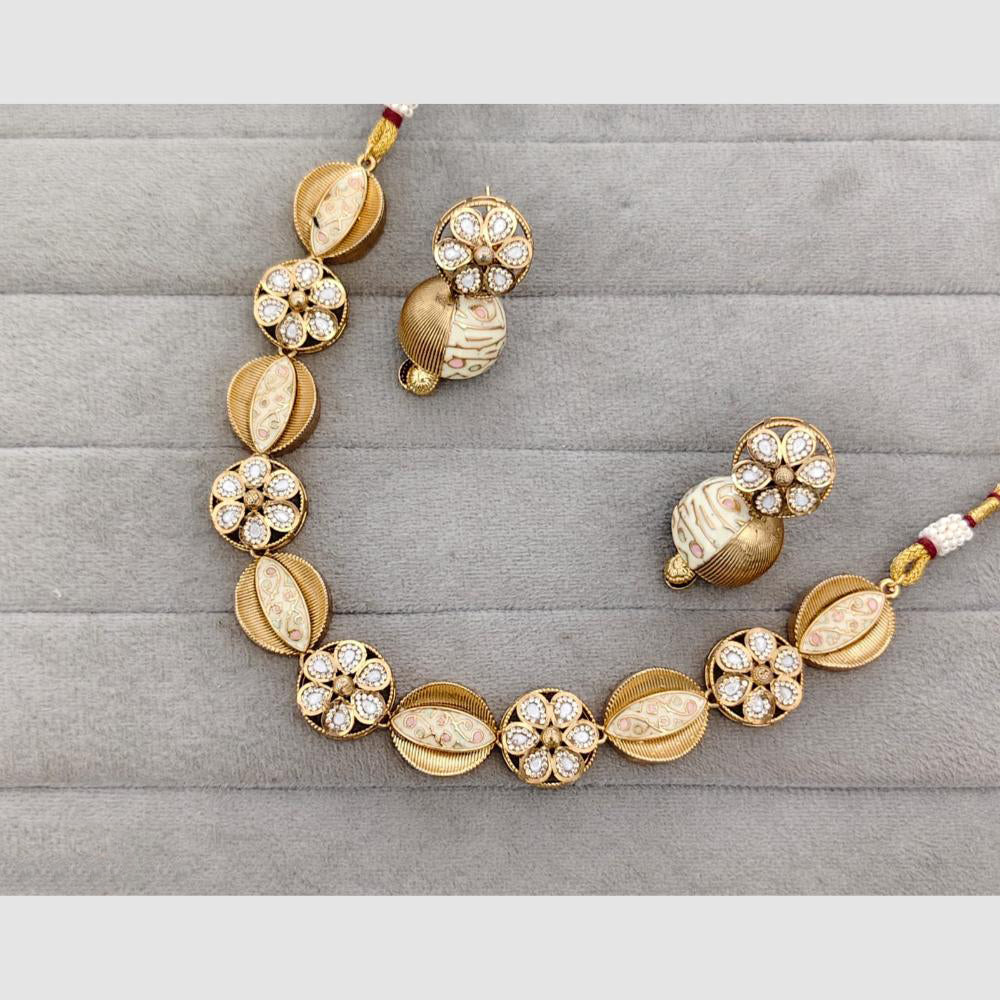 Rajwadi Collection Austrian Stone And Meenakari Statement Necklace Set