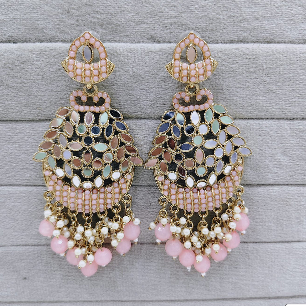 Rajwadi Collection Traditional Mirror Work Pearl Dangler Earrings for Women