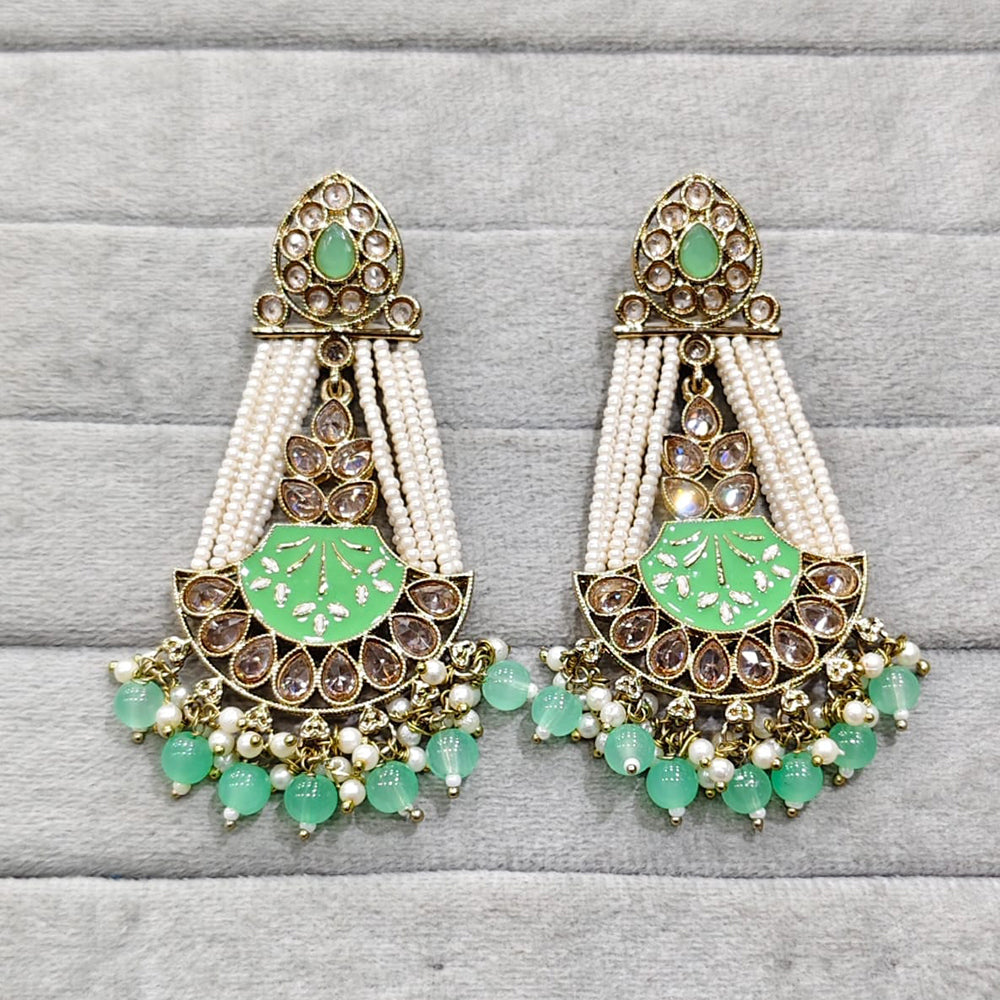 Rajwadi Collection Traditional Crystal Stone And Pearl Meenakari Dangler Earrings