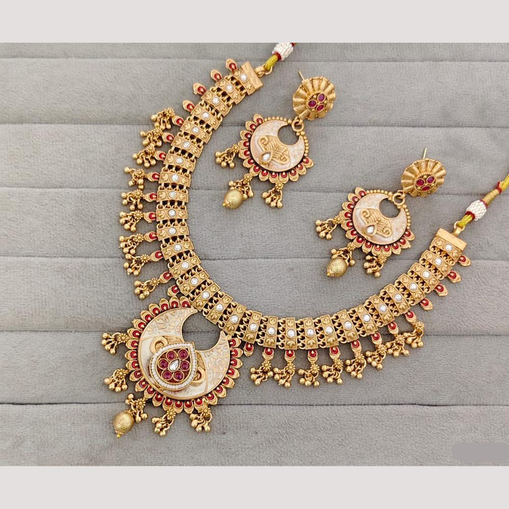 Rajwadi Collection Kundan Stone Gold Plated Necklace Set