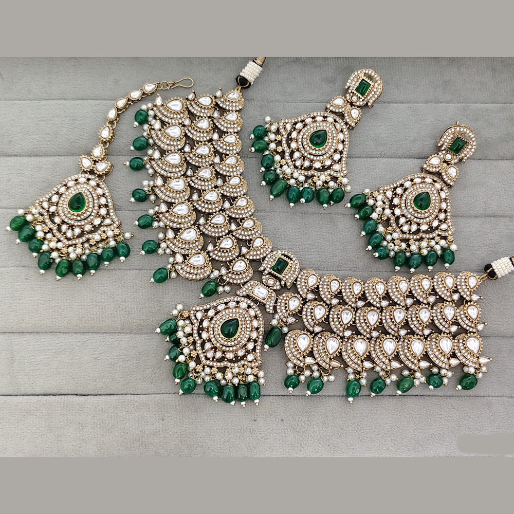 Rajwadi Collection Traditional Pota Stone Beaded Necklace Set