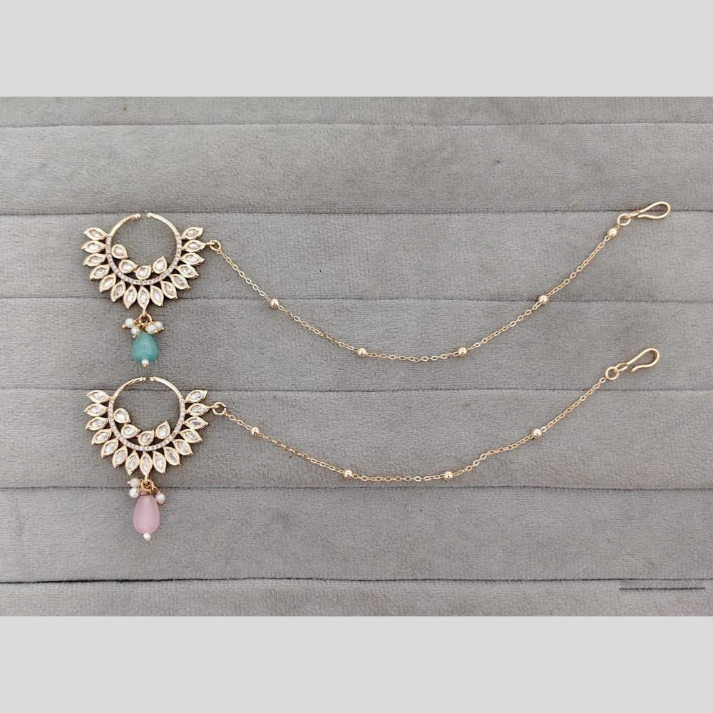 Rajwadi Collection Delicate Crystal Stone And Pearl Nose Ring