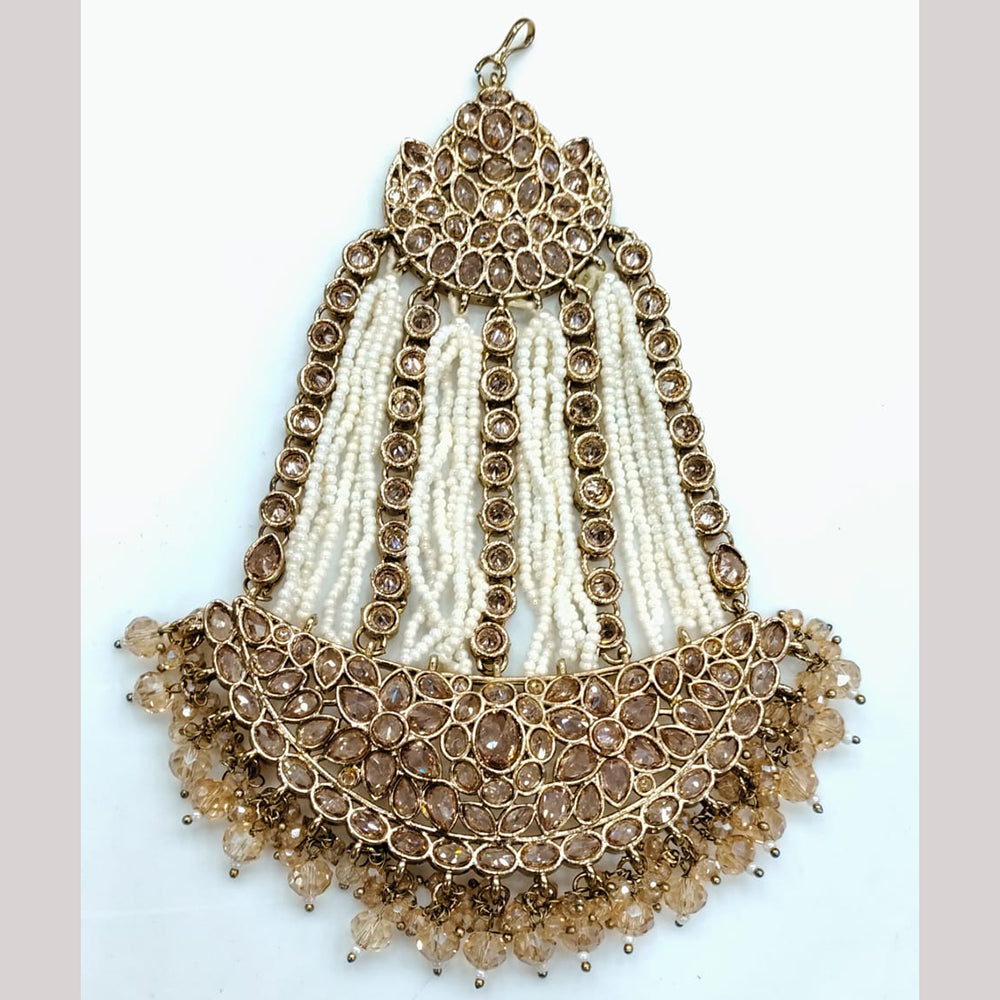 Rajwadi Collection Designer Crystal Stone And Pearl Bridal Passa for Women