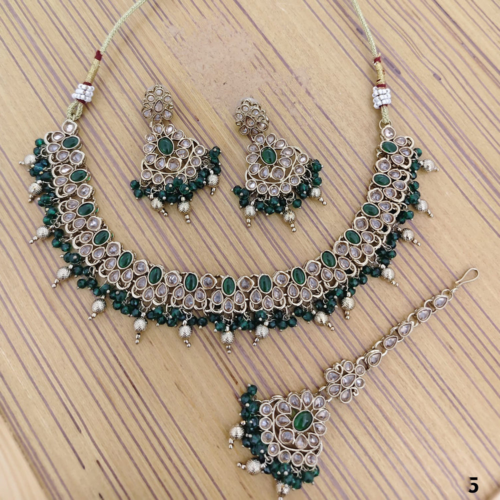 Rajwadi Collection Crystal Stone And Pearl Designer Necklace Set for Women