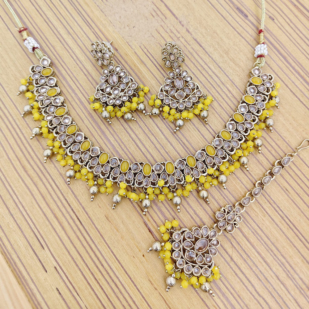Rajwadi Collection Crystal Stone And Pearl Designer Necklace Set for Women