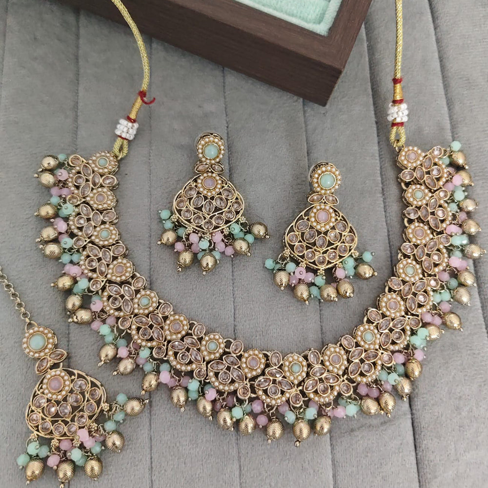 Rajwadi Collection Crystal Stone And Pearl Designer Necklace Set for Women