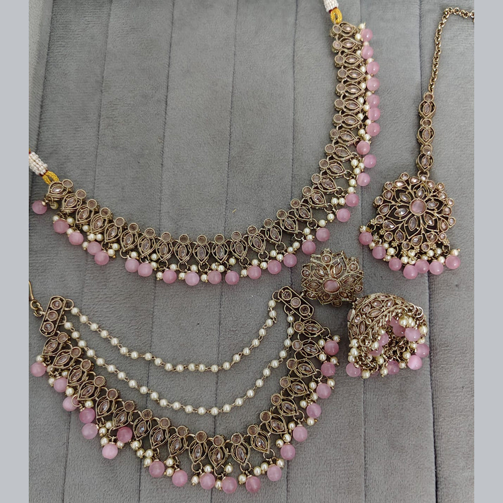 Rajwadi Collection Crystal Stone And Pearl Designer Necklace Set for Women