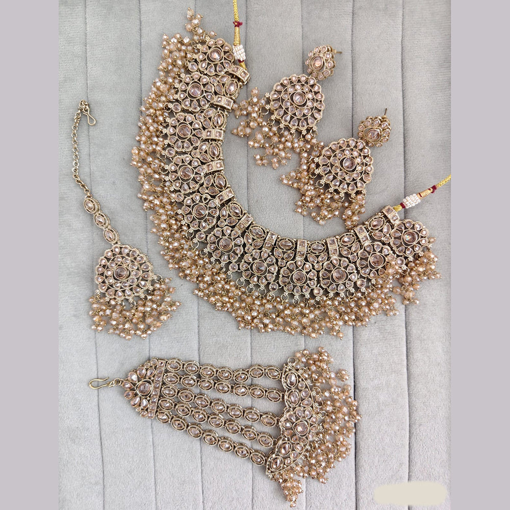Rajwadi Collection Crystal Stone And Pearl Designer Necklace Set for Women