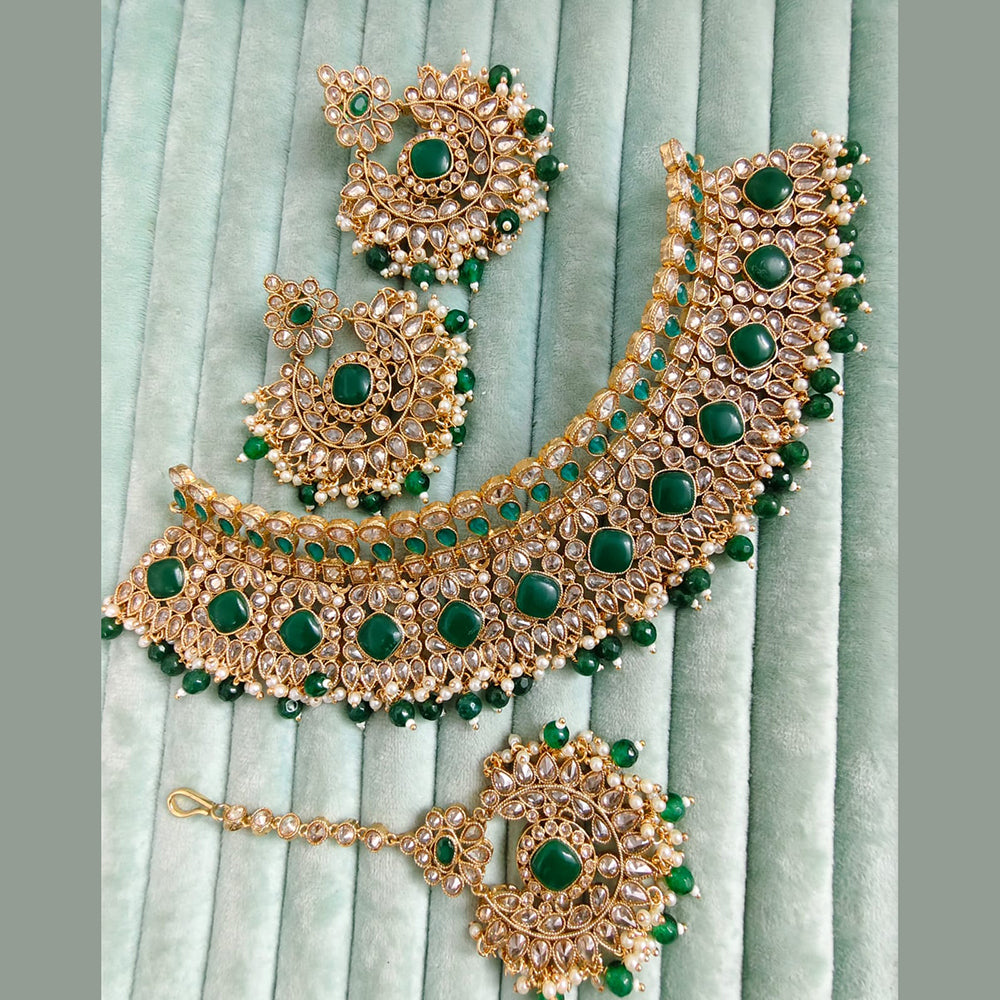 Rajwadi Collection Crystal Stone And Pearl Designer Choker Necklace Set for Women