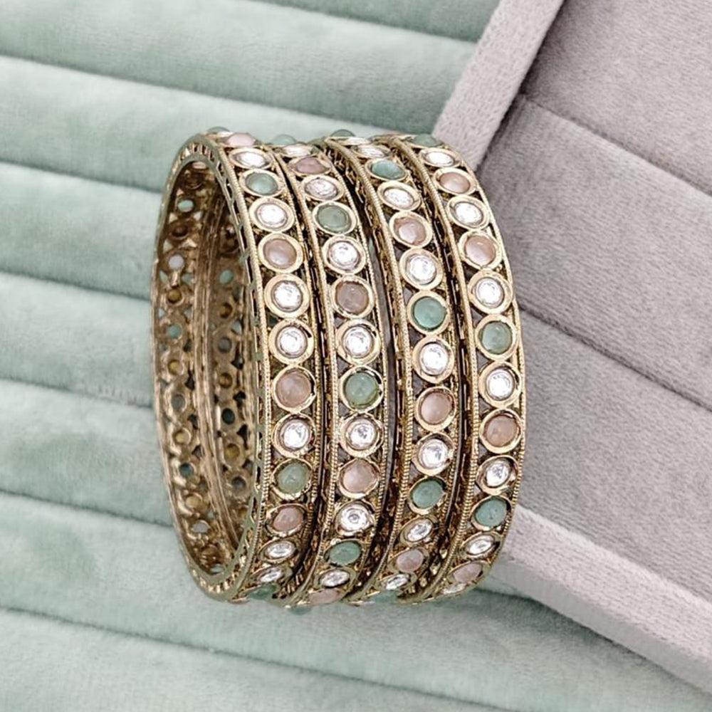 Rajwadi Collection Premium Pota Stone Bangles Set