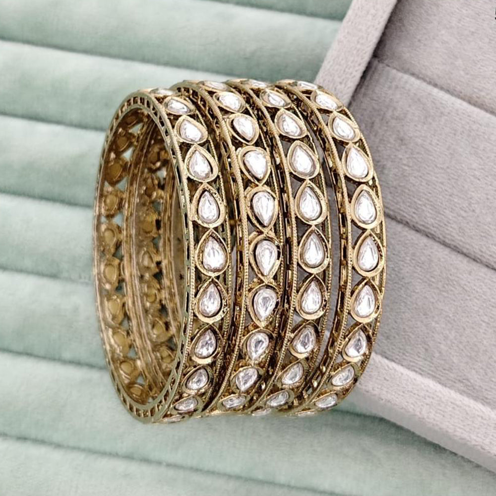 Rajwadi Collection Premium Pota Stone Bangles Set