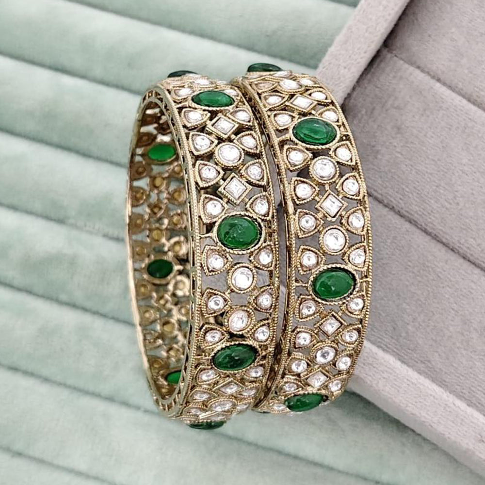 Rajwadi Collection Premium Pota Stone Bangles Set
