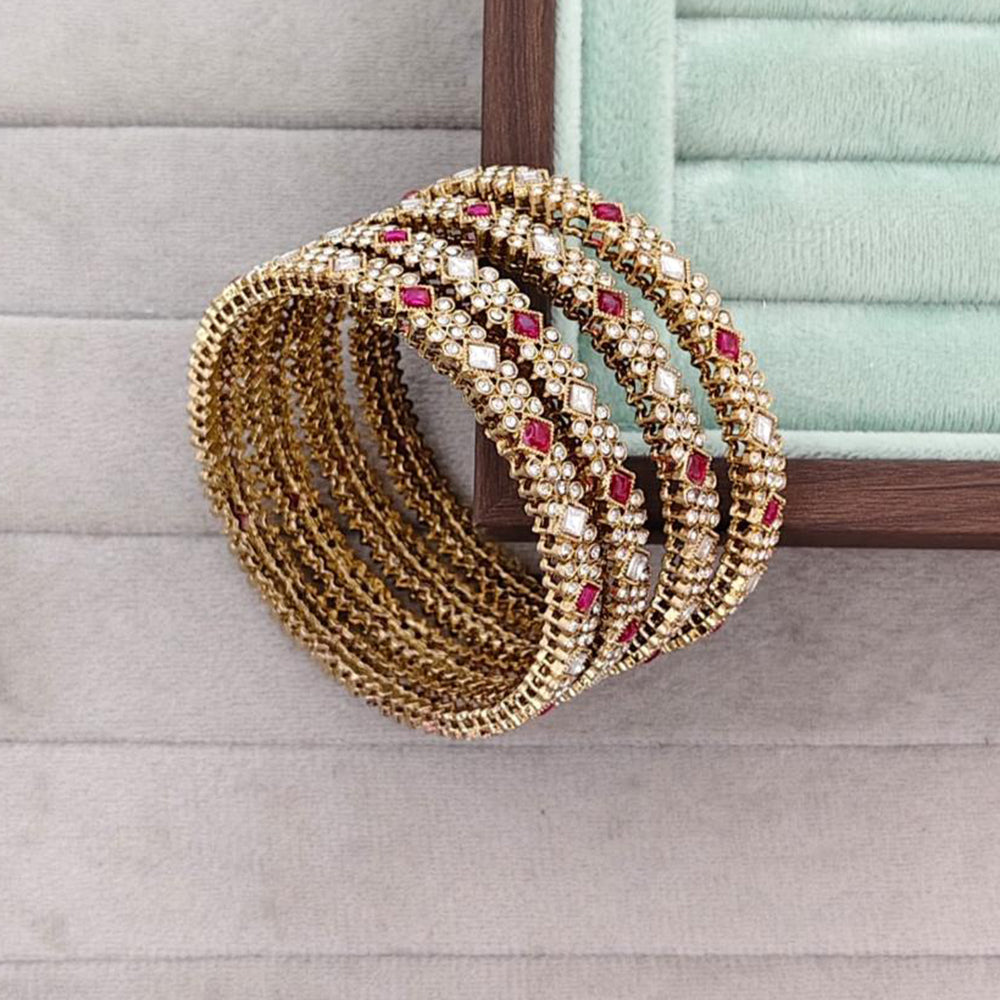 Rajwadi Collection Premium Pota Stone Bangles Set