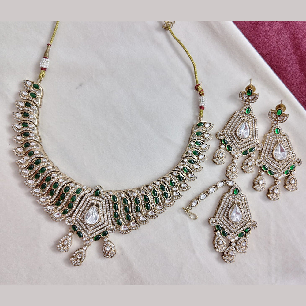 Rajwadi Collection Elegant Polki Kundan Stone Necklace Set