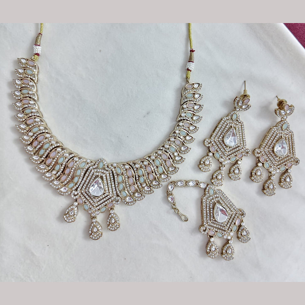 Rajwadi Collection Elegant Polki Kundan Stone Necklace Set