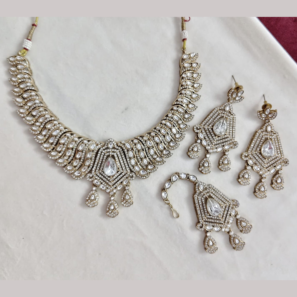 Rajwadi Collection Elegant Polki Kundan Stone Necklace Set