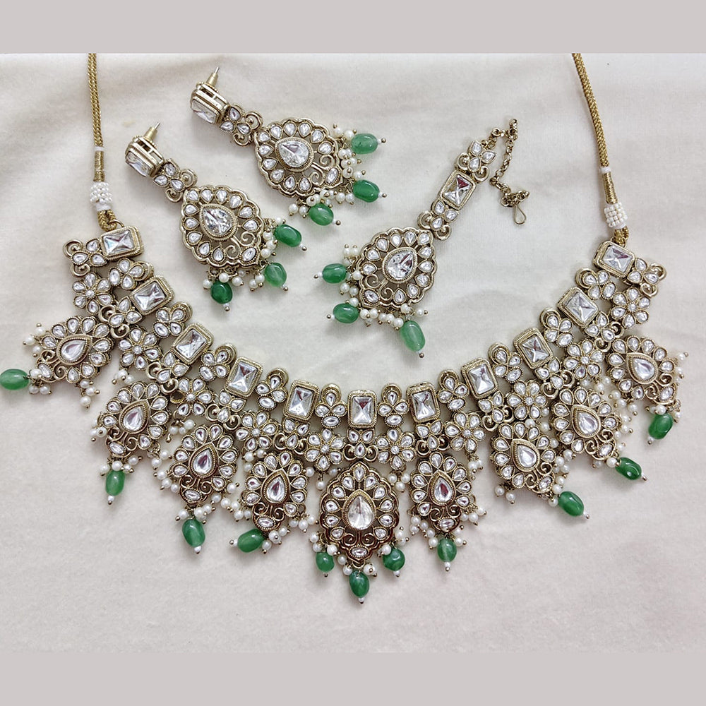 Rajwadi Collection Premium Pota Stone And Beads Necklace Set