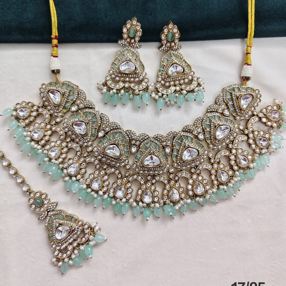 Rajwadi Collection Premium Pota Stone And Beads Necklace Set