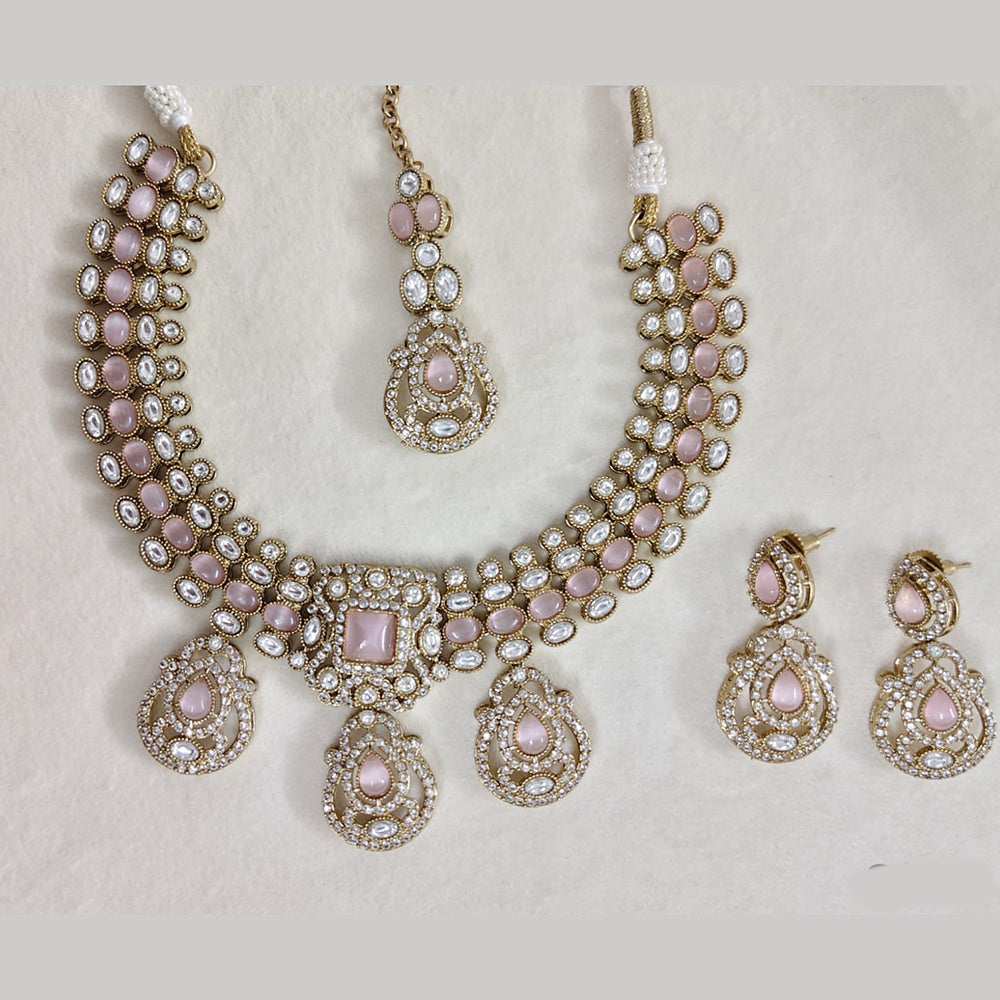 Rajwadi Collection Elegant Pota Stone Necklace Set