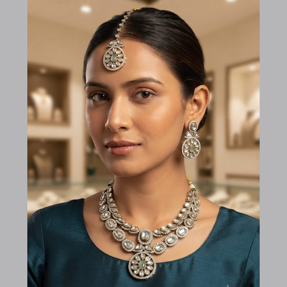 Rajwadi Collection Designer Polki Kundan Necklace Set