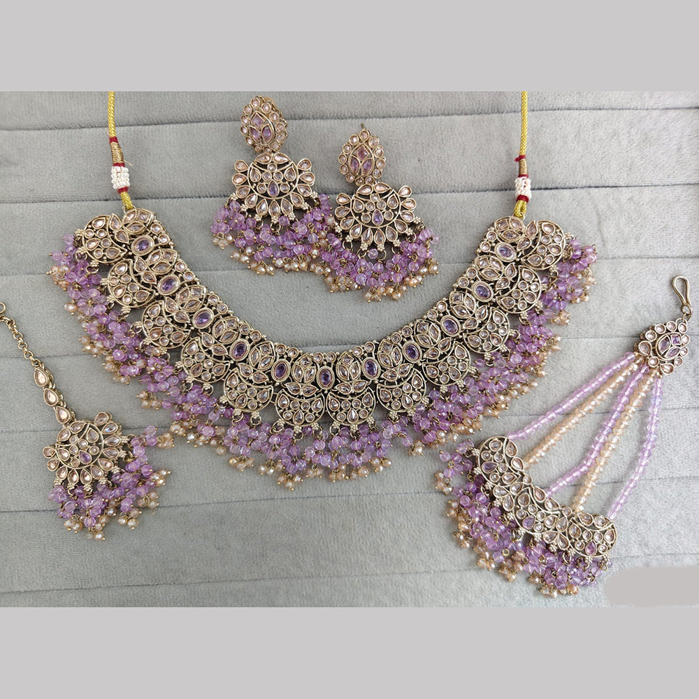 Rajwadi Collection Luxury Crystal Stone And Pearl Necklace Set