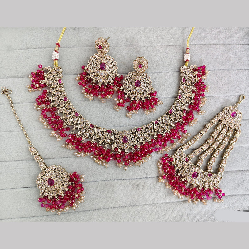 Rajwadi Collection Luxury Crystal Stone And Pearl Necklace Set
