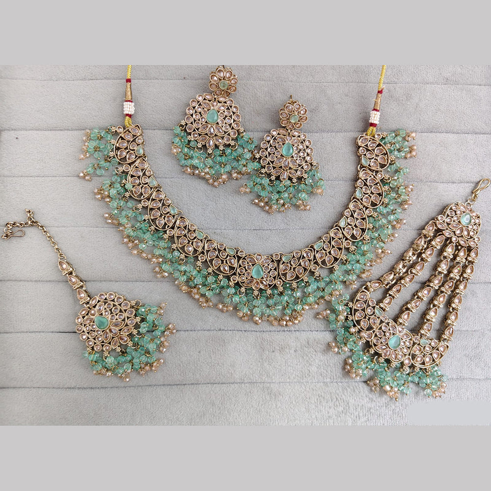 Rajwadi Collection Luxury Crystal Stone And Pearl Necklace Set