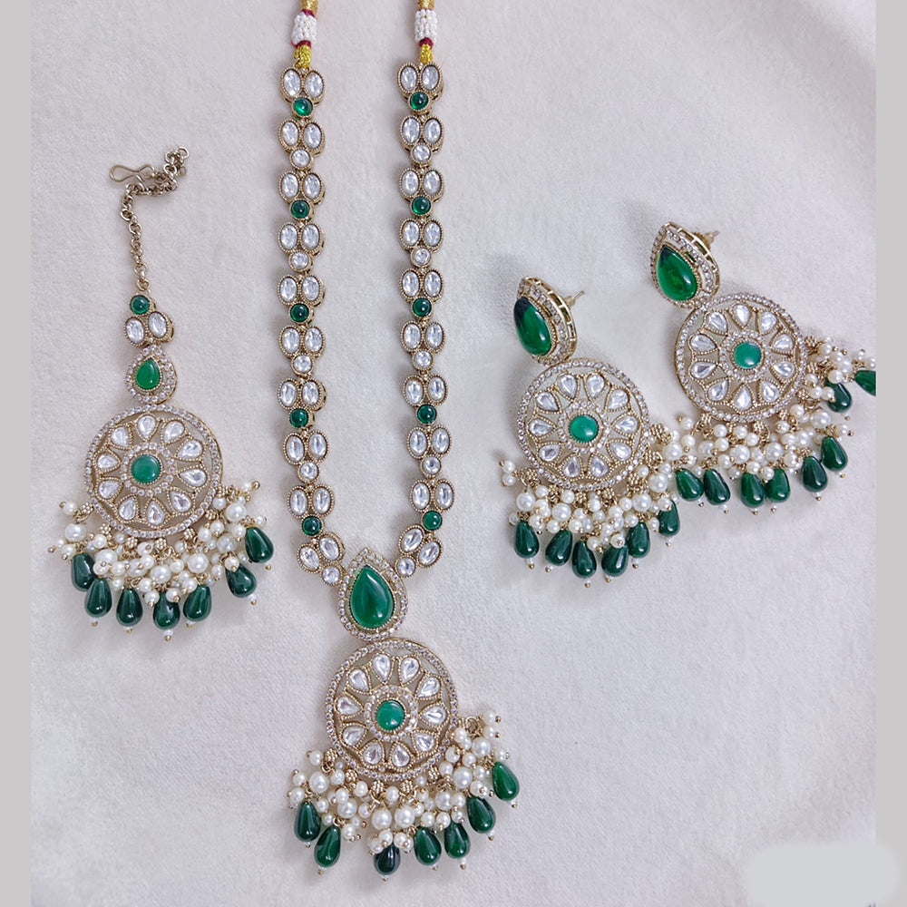 Rajwadi Collection Designer Pota Stone And Austrian Stone Beads Necklace Set