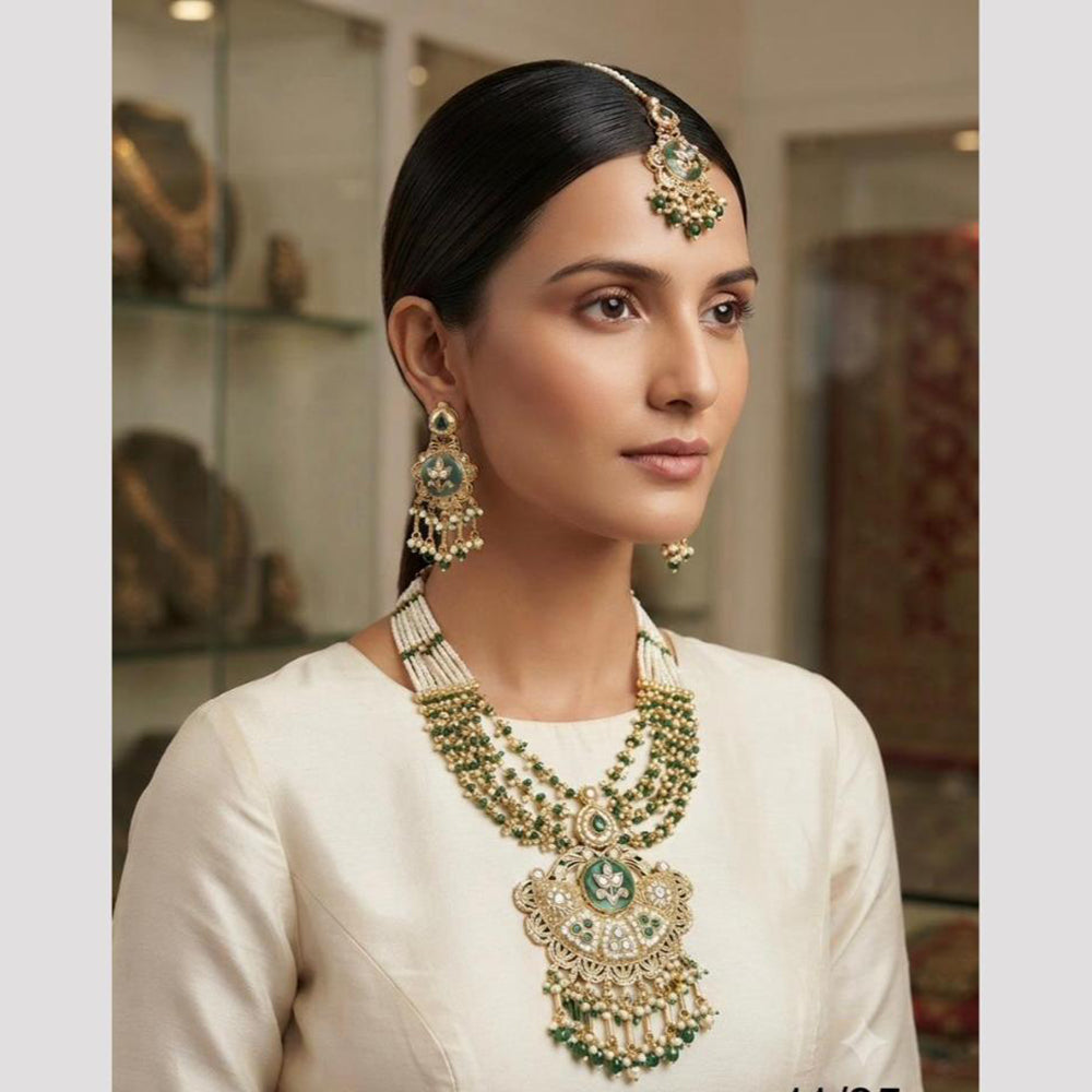 Rajwadi Collection Classic Kundan Stone And Pearl Choker Neckalce Set
