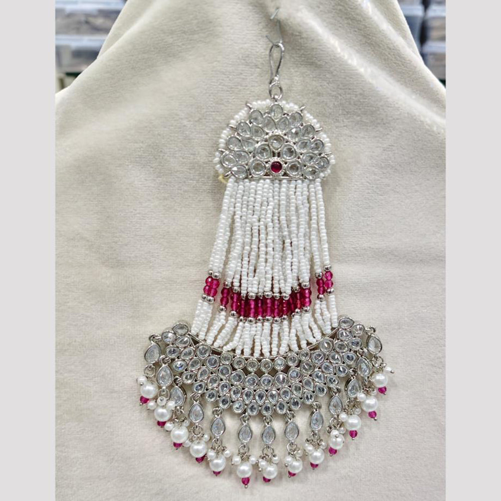 Rajwadi Collection Designer Crystal Stone And Pearl Bridal Passa for Women