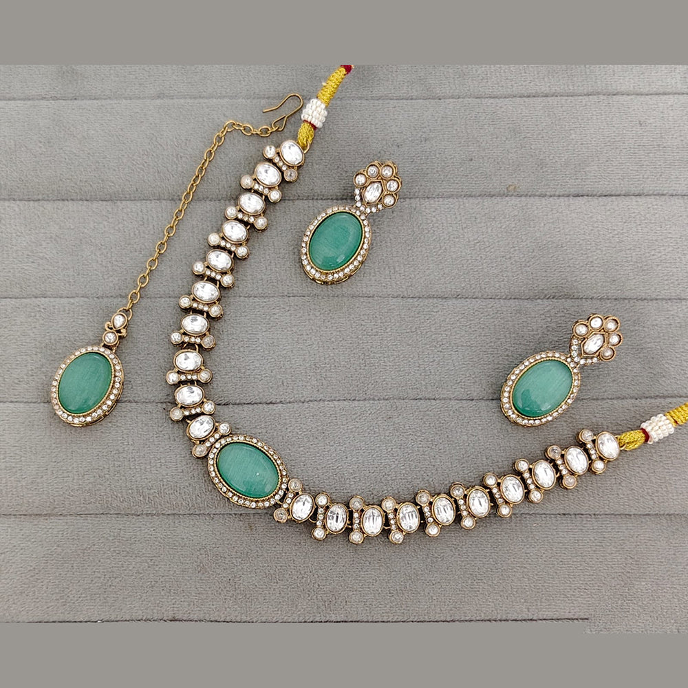 Rajwadi Collection Premium Pota Stone Necklace Set