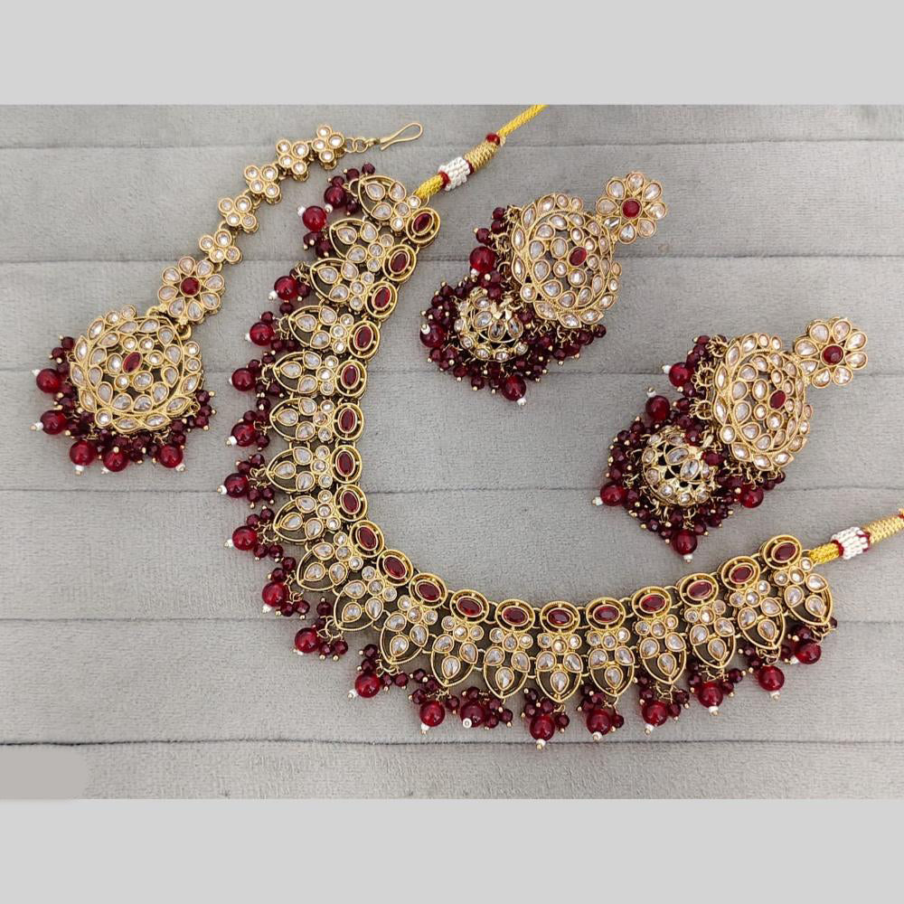 Rajwadi Collection Luxury Crystal Stone And Pearl Necklace Set