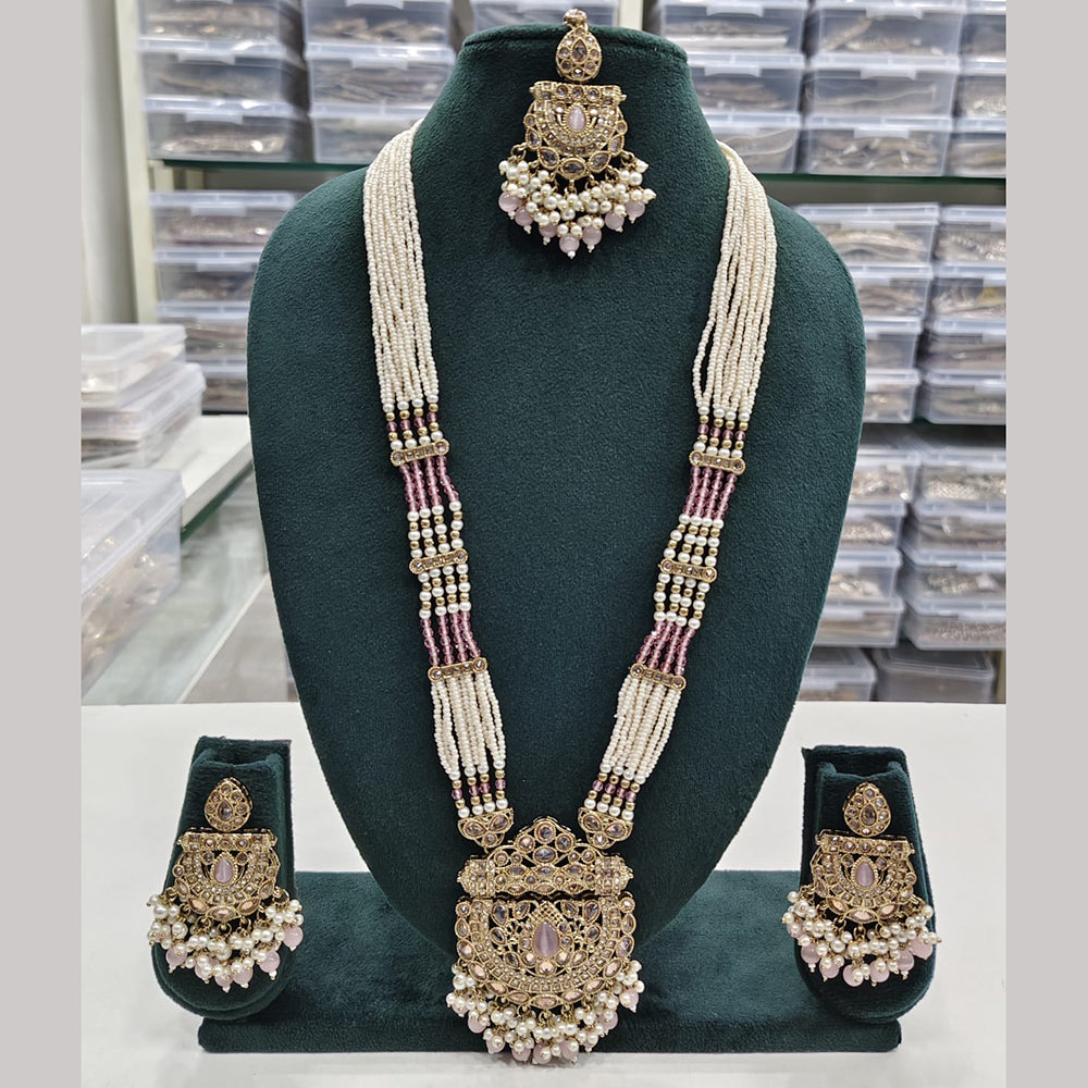 Rajwadi Collection Designer Crystal Stone And Beads Long Necklace Set
