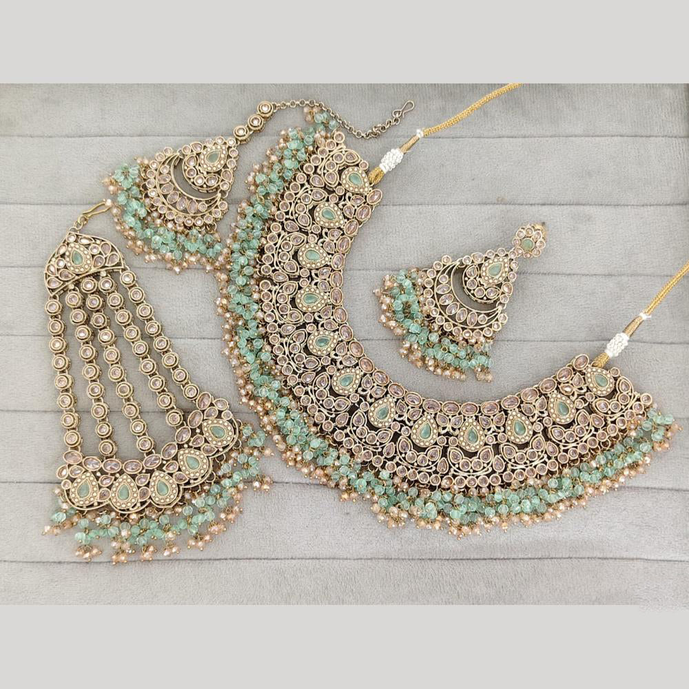 Rajwadi Collection Luxury Crystal Stone And Pearl Designer Necklace Set