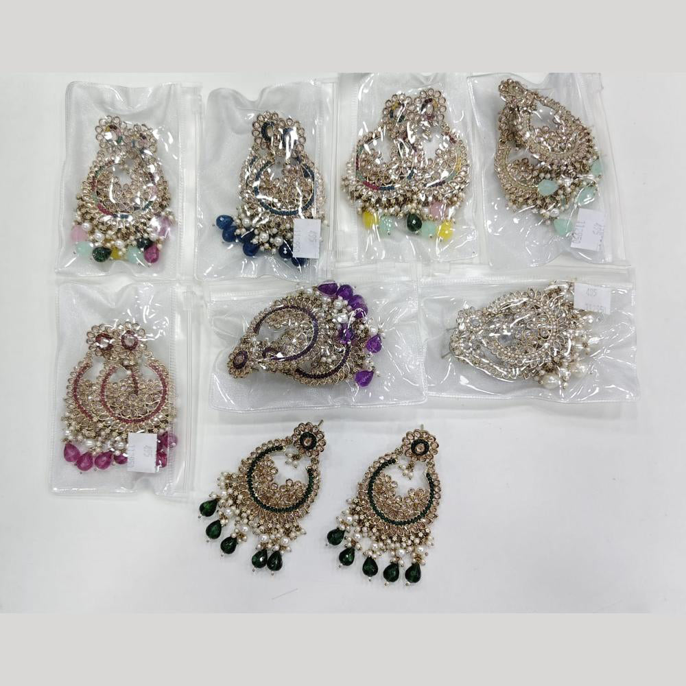 Rajwadi Collection Elegant Crystal Stone And Pearl Dangler Earrings