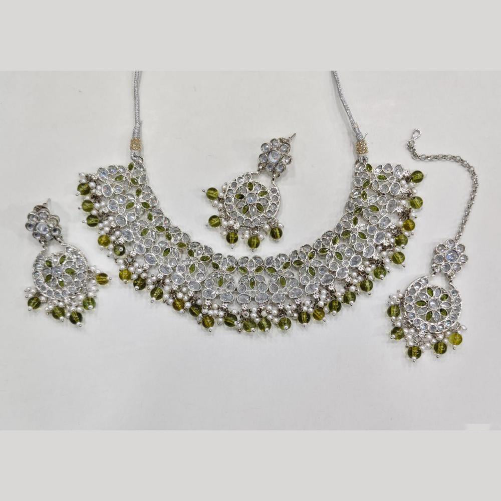 Rajwadi Collection Luxury Crystal Stone And Pearl Designer Necklace Set