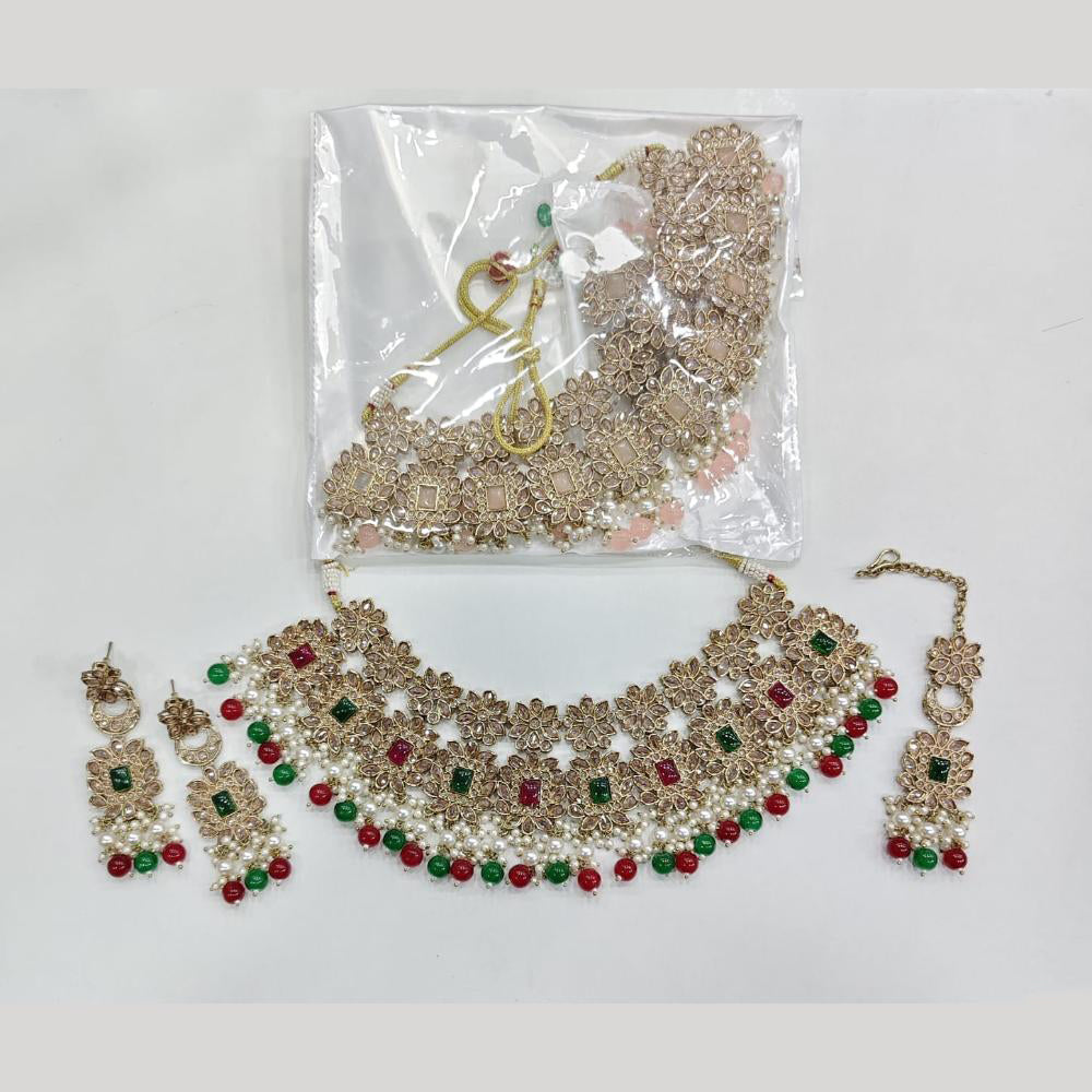 Rajwadi Collection Luxury Crystal Stone And Pearl Designer Necklace Set