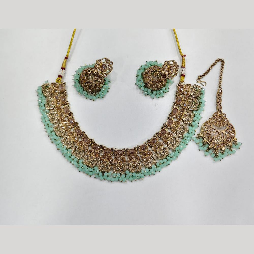 Rajwadi Collection Luxury Crystal Stone And Pearl Designer Necklace Set
