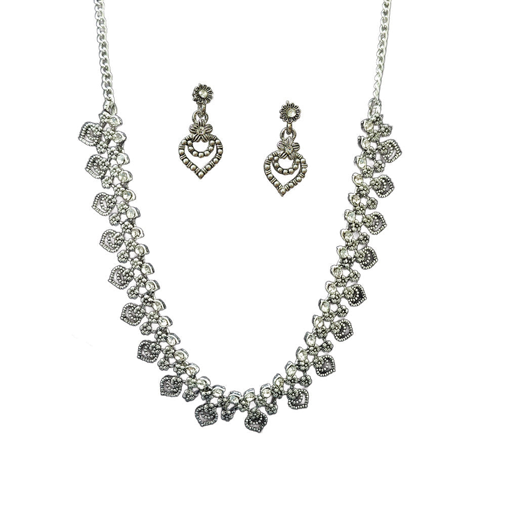 Urthn Silver Plated Elegant Austrian Stone Necklace set(Pack of 3)