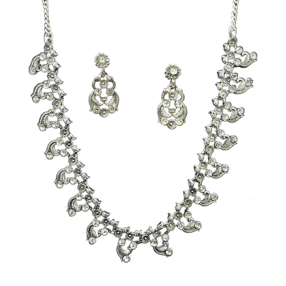 Urthn Silver Plated Elegant Austrian Stone Necklace set(Pack of 3)