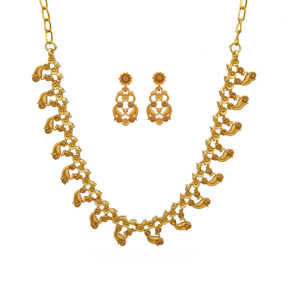 Urthn Gold Plated Elegant Austrian Stone Necklace set(Pack of 3)