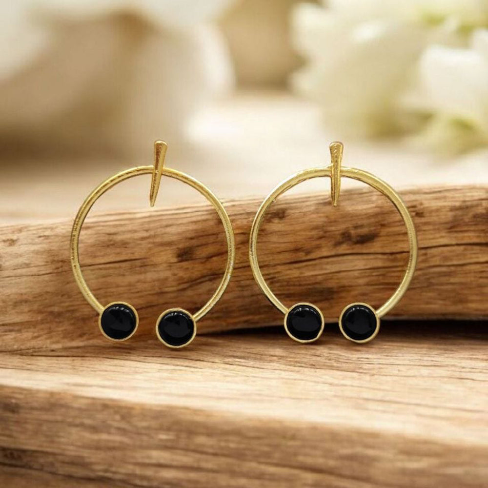 Maharani Jewels Gold Plated Pota Stone Dangler Earrings