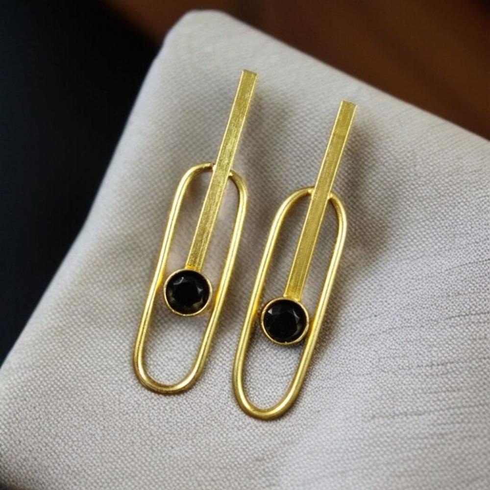 Maharani Jewels Gold Plated Pota Stone Dangler Earrings