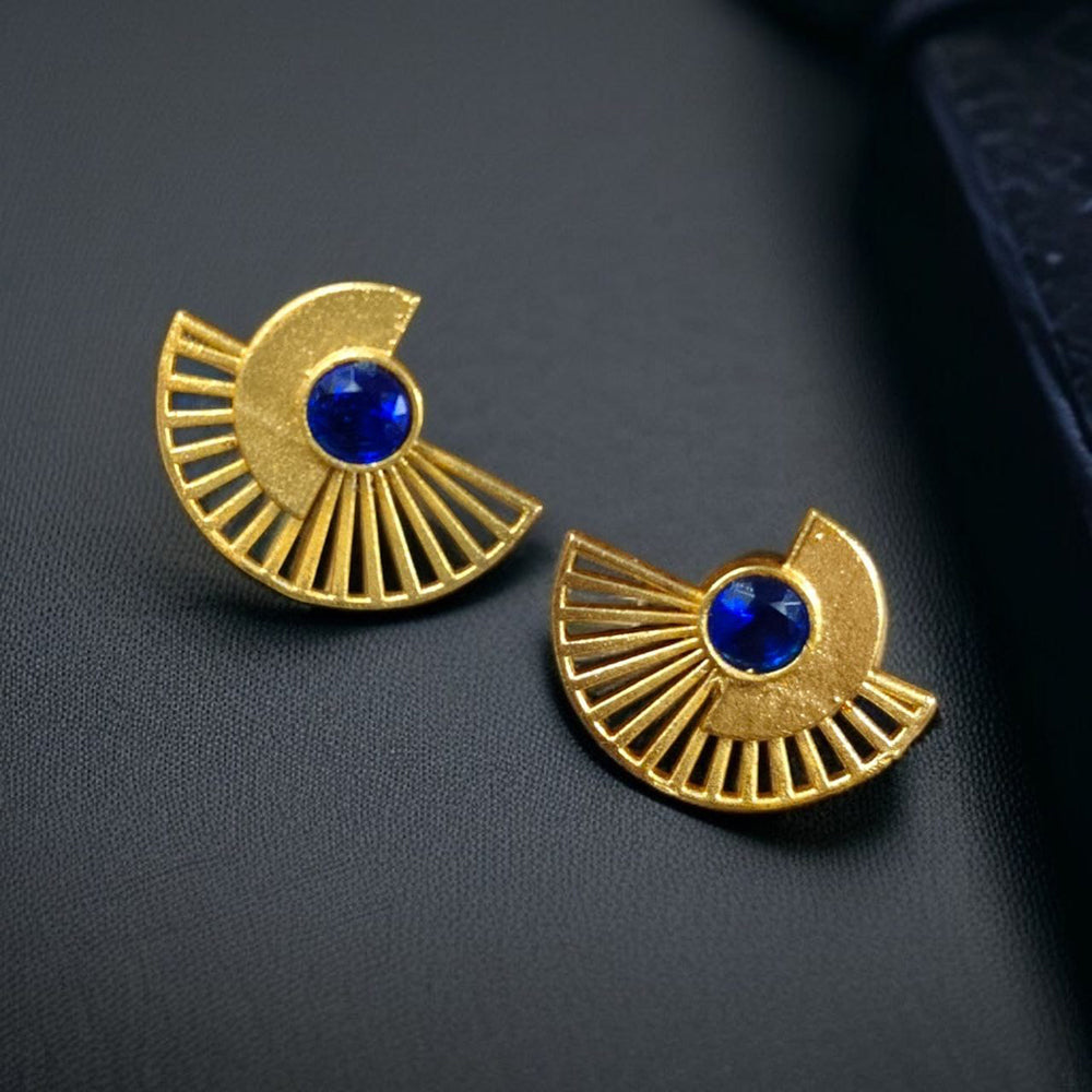 Maharani Jewels Radiance Gold-Plated Pota Stone Stud Earrings