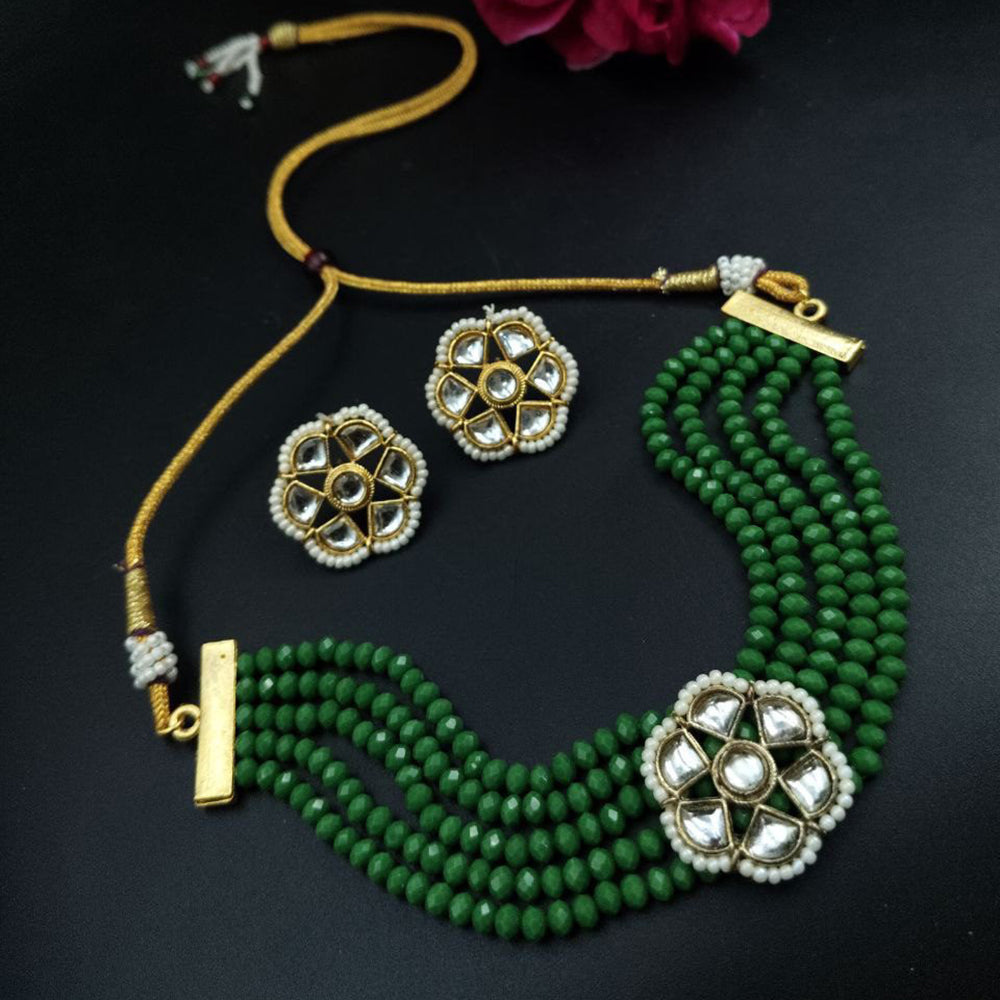 Maharani Jewels Designer Gold Plated Kundan Stone And Pearls Choker Necklace Set