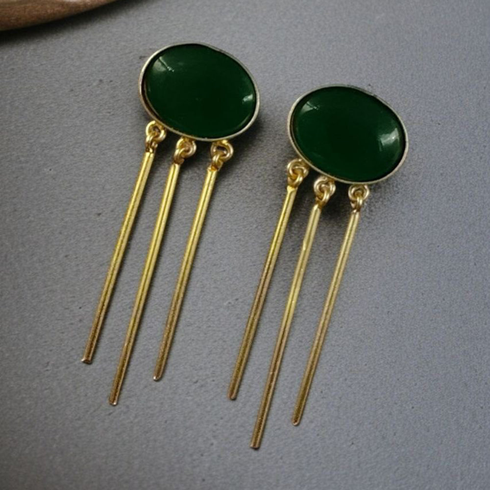 Maharani Jewels Gold Plated Pota Stone Dangler Earrings