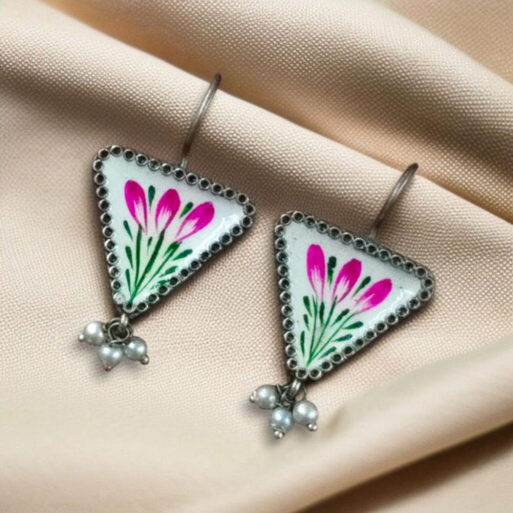 Maharani Oxidised Plated Pota Stone Dangler Earrings