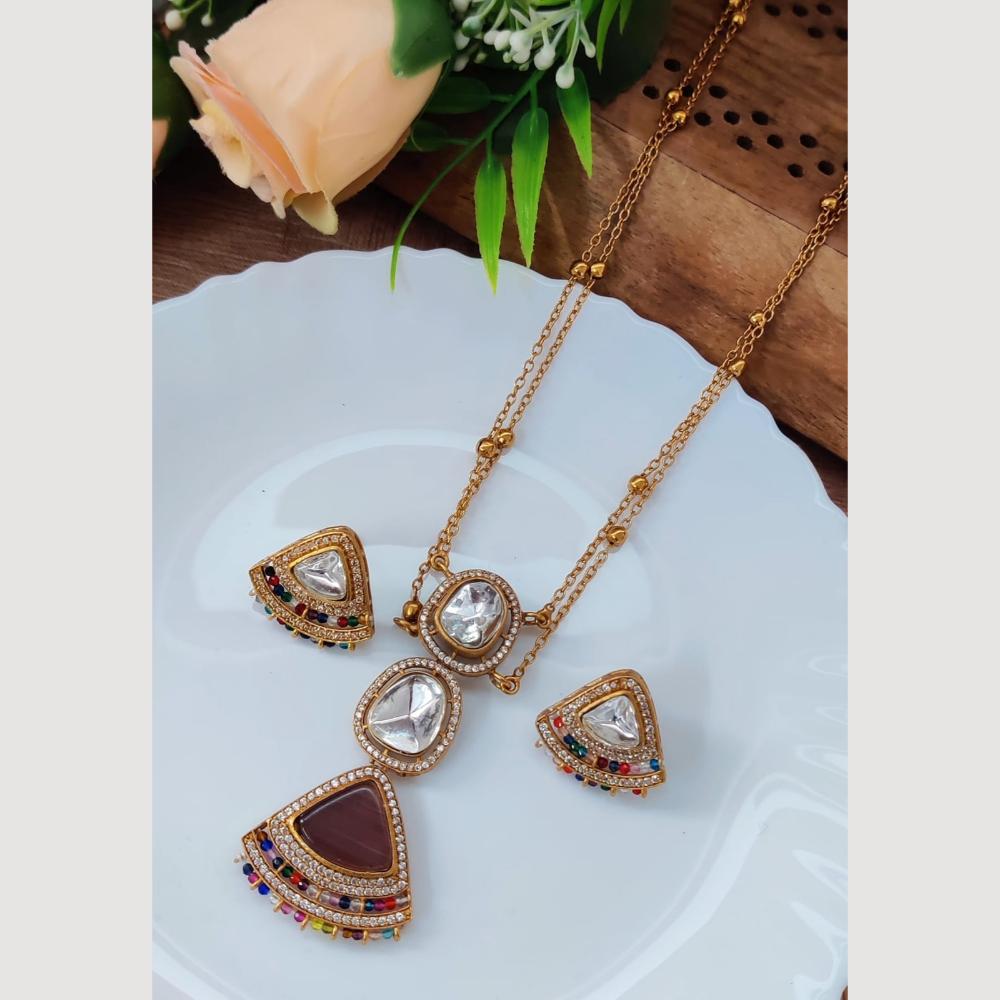 Maharani Jewels Golden Hour Glam Austrin Stone Long Necklace Set