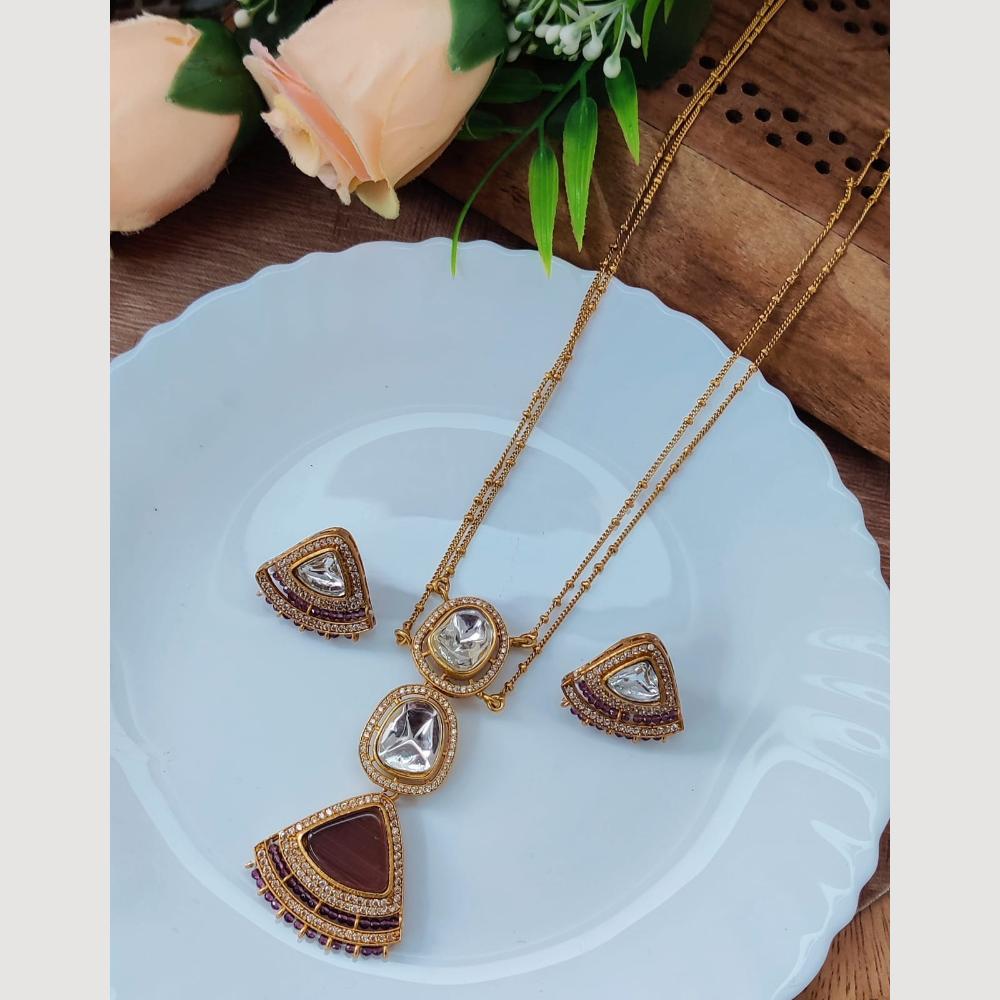 Maharani Jewels Golden Hour Glam Austrin Stone Long Necklace Set