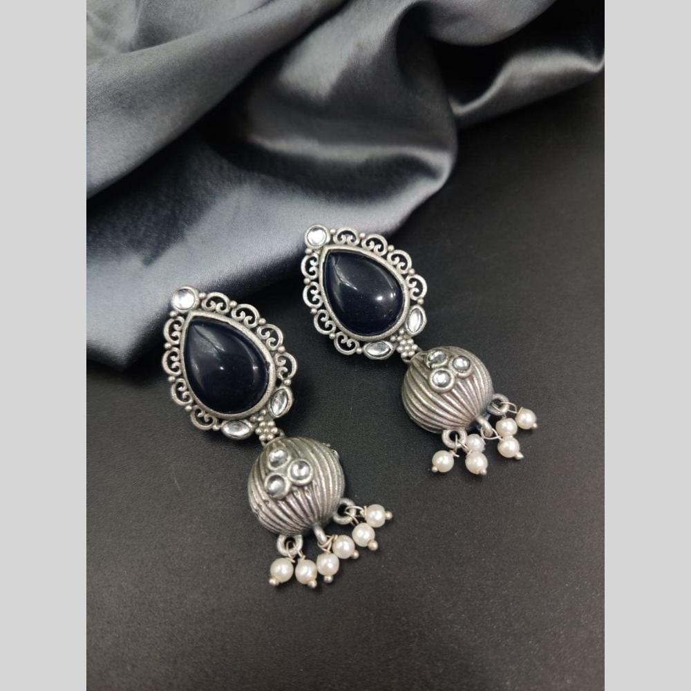 Maharani Jewels Rhodium Plated Pearl Jhumki Earrings